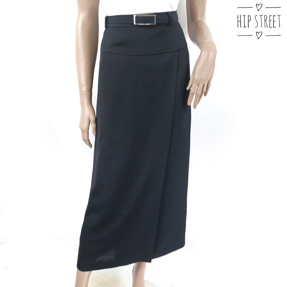 VINTAGE 80's IHNY Fold Over Panel Midi Skirt 14